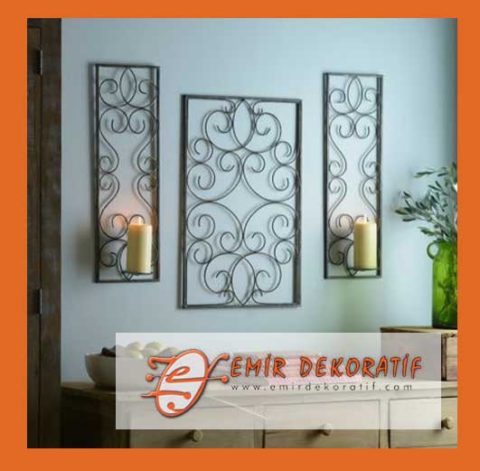 Ferforje Duvar Aksesuarlı mumluklar