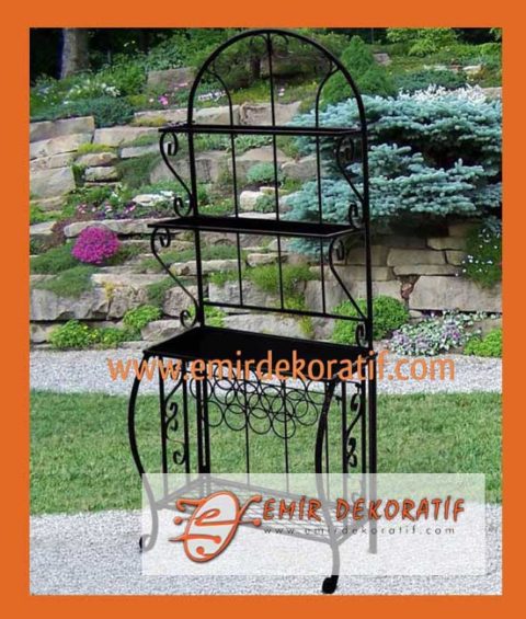 Ferforje siyah ayaklı raf
