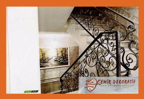 Ferforje oymalı merdiven korkuluğu